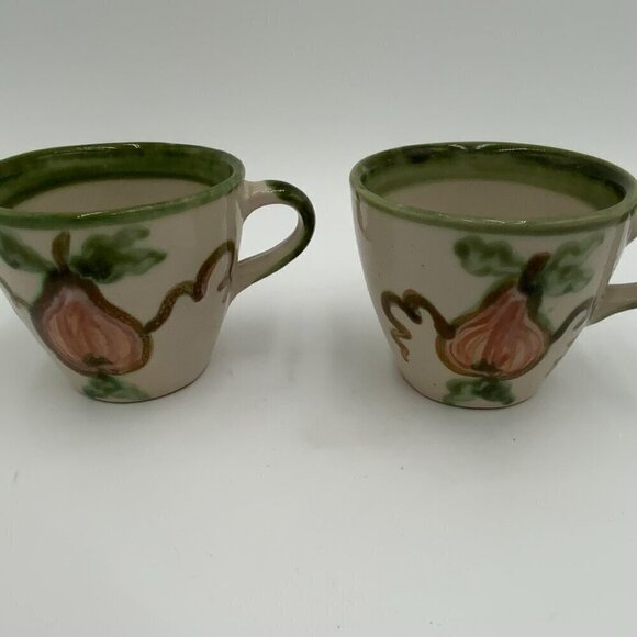 Pair of Vintage John B. Taylor USA Stoneware Coffee Cups Harvest Pear 3.5" - Picture 6 of 9